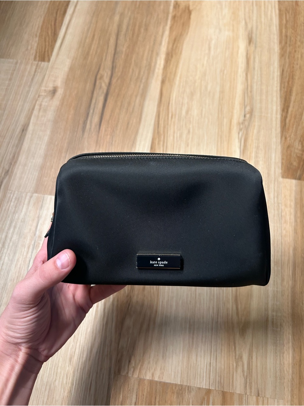 kate spade Black Nylon Travel Toiletry Pouch with Logo Plaque